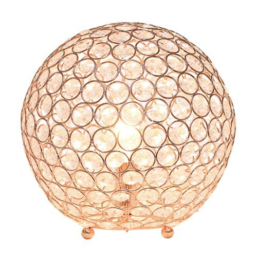 Elegant Designs - Elipse 10 Inch Crystal Ball Sequin Table Lamp - Rose Gold-Front_Standard 