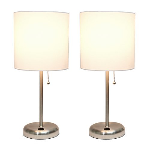 

Limelights - Stick Lamp with USB charging port and Fabric Shade 2 Pack Set - White