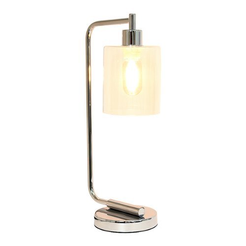 

Simple Designs - Bronson Antique Style Industrial Iron Lantern Desk Lamp with Glass Shade - Chrome