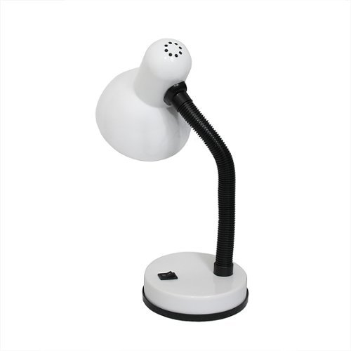 Simple Designs - Basic Metal Desk Lamp with Flexible Hose Neck - White