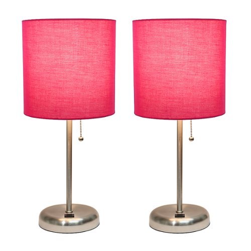 Limelights - Stick Lamp with USB charging port and Fabric Shade 2 Pack Set