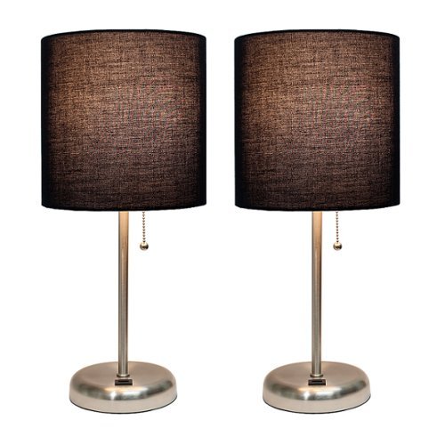 

Limelights - Stick Lamp with USB charging port and Fabric Shade 2 Pack Set - Black