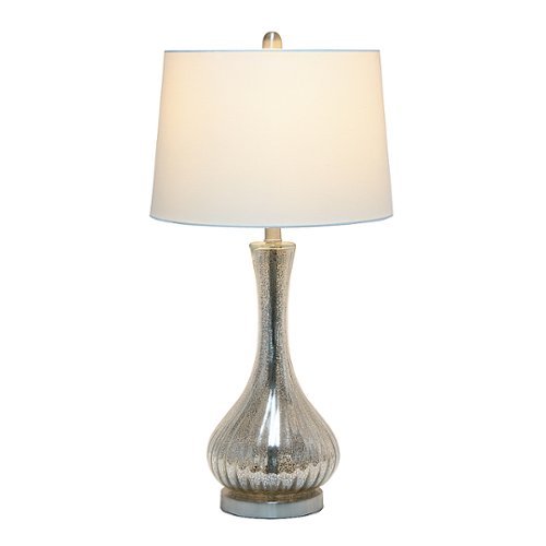Lalia Home - Speckled Mercury Tear Drop Table Lamp with Fabric Shade - White