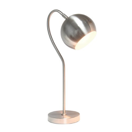 Lalia Home - Mid Century Curved Table Lamp with Dome Shade, Brushed Nickel