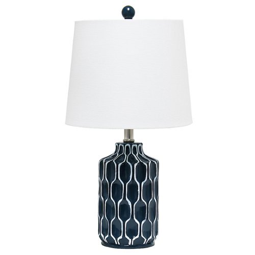 Lalia Home Moroccan Table Lamp with Fabric White Shade, Blue