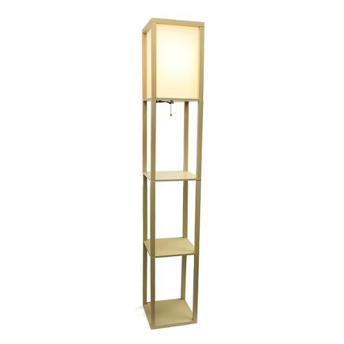 

Simple Designs - Floor Lamp Etagere Organizer Storage Shelf with Linen Shade - Tan/White