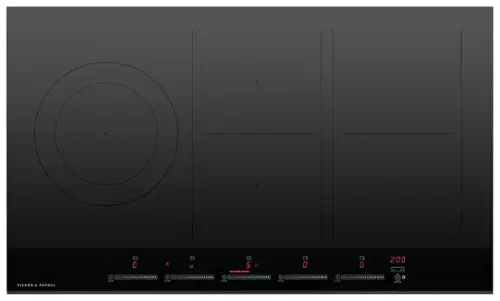 Front. Fisher & Paykel - 36 Inch 5 Zone Induction Cooktop with SmartZone - Black.