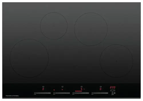 Front. Fisher & Paykel - 30 Inch 4 Zone Induction Cooktop - Black.