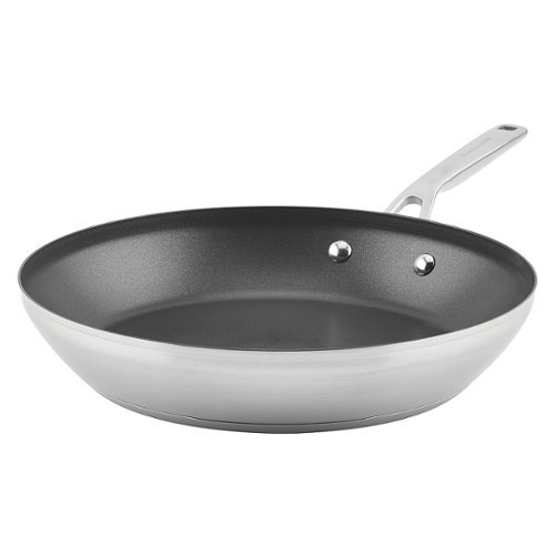 KitchenAid 3-Ply Base Stainless Steel Nonstick Frying Pan, 12-Inch, Brushed Stainless Steel - Brushed Stainless Steel