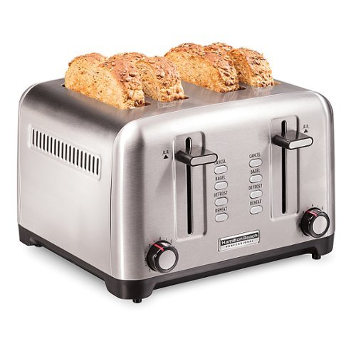 Hamilton Beach - Professional 4-Slice Toaster with Bagel, Defrost and Reheat Settings - STAINLESS STEEL