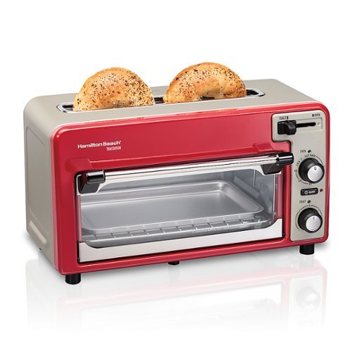 Hamilton Beach - Toastation 2-Slice Countertop Toaster and Toaster Oven - RED