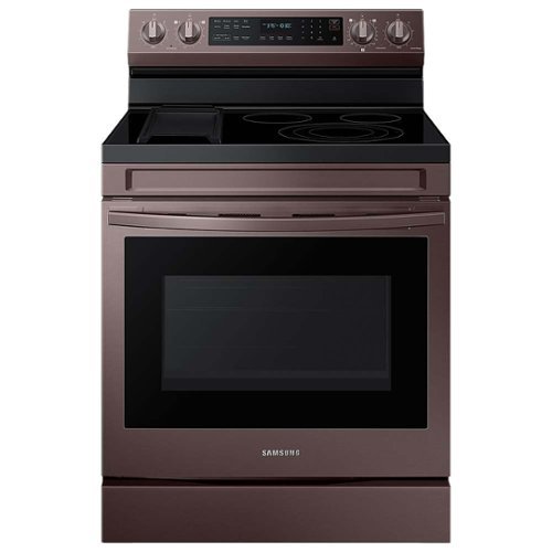 Samsung - 6.3 cu. ft. Freestanding Electric Convection+ Range with WiFi, No-Preheat Air Fry and Griddle - Tuscan stainless steel