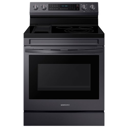 Samsung - 6.3 cu. ft. Freestanding Electric Convection+ Range with WiFi, No-Preheat Air Fry and Griddle - Black stainless steel