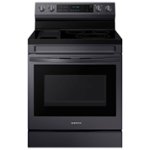 Samsung - 6.3 cu. ft. Freestanding Electric Convection+ Range with WiFi, No-Preheat Air Fry and Griddle - Black stainless steel - Front_Standard