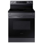 Samsung - 6.3 cu. ft. Freestanding Electric Range with Rapid Boil™, WiFi & Self Clean - Black stainless steel - Front_Standard