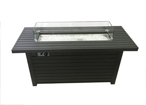 AZ Patio Heaters - Outdoor Rectangle Fire Pit with Wind Screen - Black