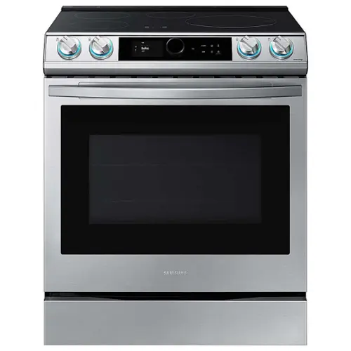 Front. Samsung - 6.3 cu. ft. Slide-in Induction Range with Smart Dial, WiFi & Air Fry - Stainless Steel.