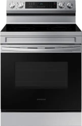 Front. Samsung - 6.3 cu. ft. Freestanding Electric Range with Rapid Boil, WiFi & Self Clean - Stainless Steel.