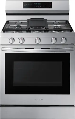 Front. Samsung - 6.0 Cu. Ft. Freestanding Gas Convection+ Range with WiFi and No-Preheat Air Fry - Stainless Steel.
