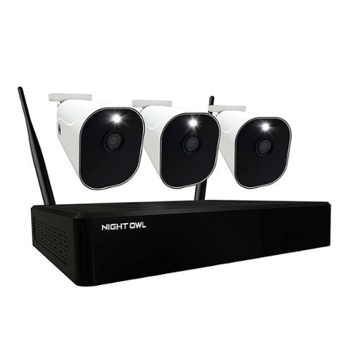 Night Owl - 10 Channel Wi-Fi NVR with 3 Wire Free (Battery) 1080p HD 2-Way Audio Cameras and 1TB Hard Drive - White