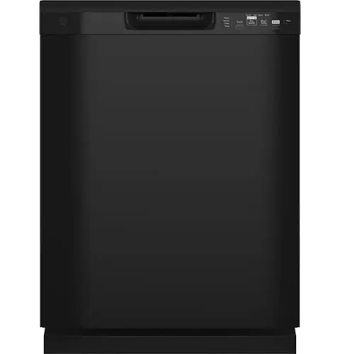 Front. GE - 24" Front Control Built-In Plastic Tub Dishwasher with Dry Boost and 59 dBA - Black.