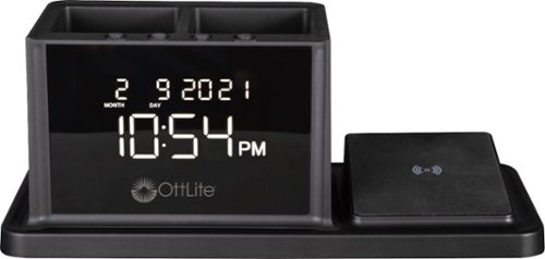 OttLite - AO3G5T LCD Digital Alarm Clock with Organizer and Qi Wireless Charging