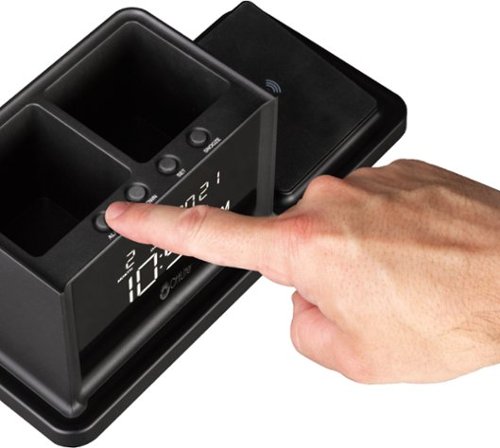 OttLite AO3G5T LCD Digital Alarm Clock with Organizer and Qi Wireless Charging - Black GLOBAL SHIPPING