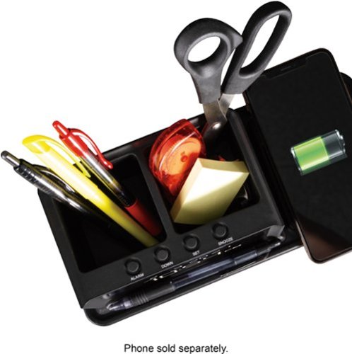 OttLite AO3G5T LCD Digital Alarm Clock with Organizer and Qi Wireless Charging - Black HOW TO BUY