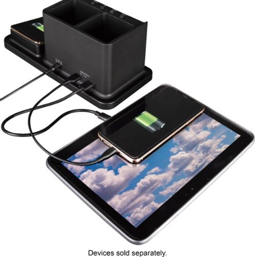 OttLite AO3G5T LCD Digital Alarm Clock with Organizer and Qi Wireless Charging - Black WHERE TO BUY