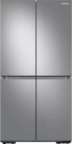 Front. Samsung - 23 cu. ft. 4-Door Flex French Door Counter Depth Smart Refrigerator with Beverage Center - Stainless Steel.