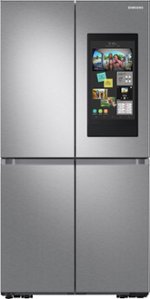 Samsung - 23 cu. ft. Smart Counter Depth 4-Door Flex™ Refrigerator with Family Hub™ & Beverage Center - Stainless steel - Front_Standard
