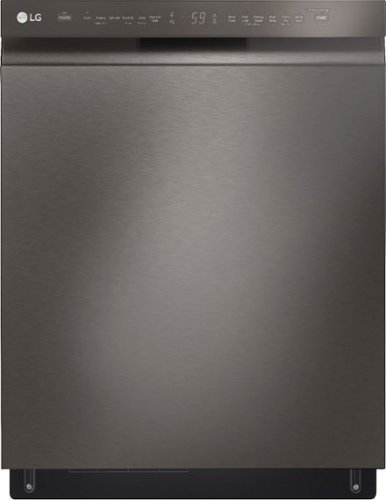 "LG - 24"" Front Control Smart Built-In Stainless Steel Tub Dishwasher with 3rd Rack, QuadWash, and 48dba - Black Stainless Steel"