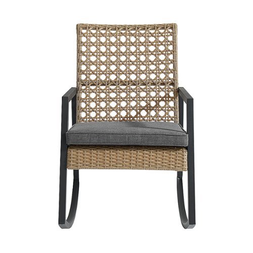 Walker Edison - Modern Wicker Deep Seated Rocking Chair - Beige Grey