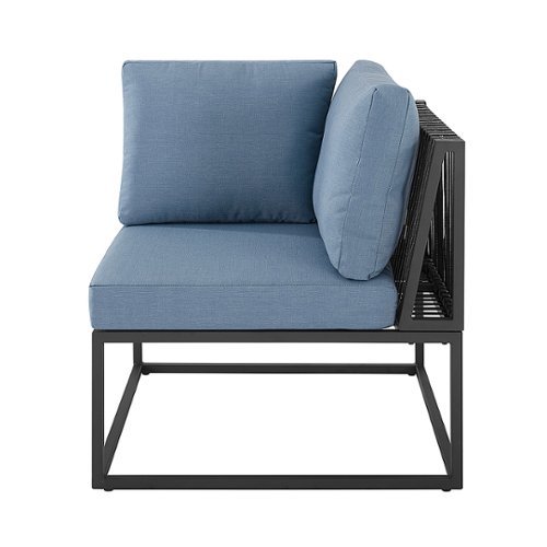 Walker Edison - Modern Rockland Linen Wrap Patio Corner Chair - Blue