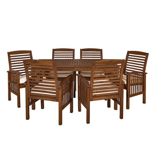 Walker Edison - 7-Piece Everest Patio Dining Set - Dark Brown
