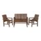 Walker Edison - 4-Piece Windsor Patio Chat Set - Dark Brown-Front_Standard
