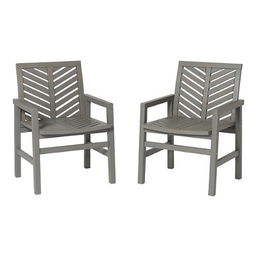 Walker Edison - Windsor Acacia Wood Patio Chairs, Set of 2 - Grey Wash