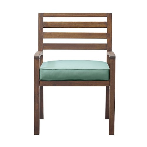 Walker Edison - Acacia Wood Patio Chair with Ottoman - Brown