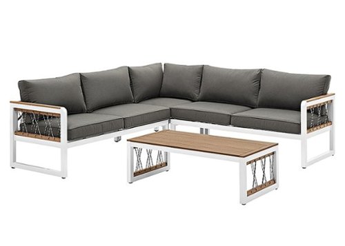 Walker Edison - Modern Rope Knotted 4-Piece Patio Sectional - Grey