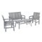 Walker Edison - 4-Piece Windsor Acacia Wood Patio Chat Set - Grey Wash-Front_Standard