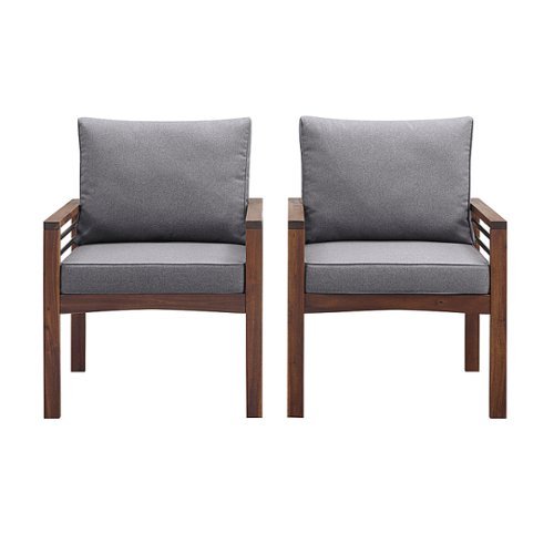 

Walker Edison - Modern Acacia Wood Patio Chairs, Set of 2 - Grey/Dark Brown