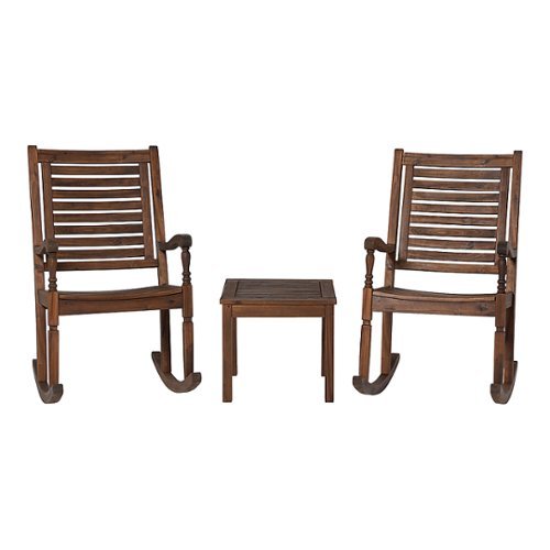 Walker Edison - Cypress 3-Piece Rocking Chat Set - Dark Brown
