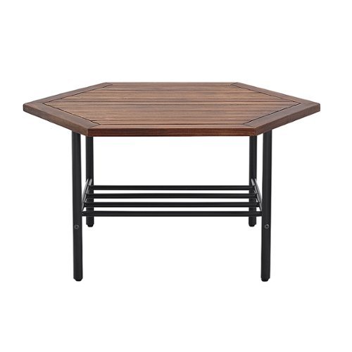 Walker Edison - Modern Acacia Wood Outdoor Coffee Table - Dark Brown