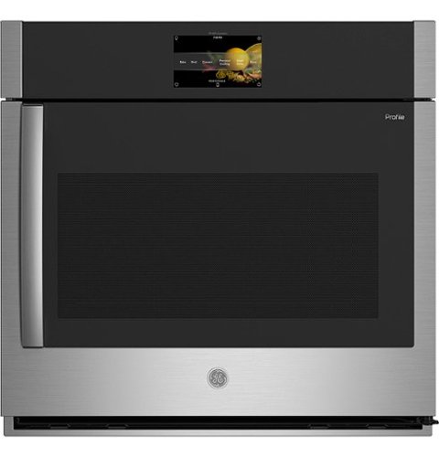 GE Profile - 30" Built-In Single Electric Convection Wall Oven with Right-Hand Side-Swing Door - Stainless steel
