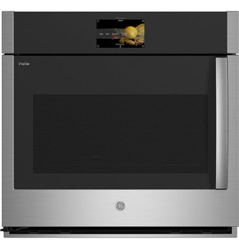 GE Profile - 30" Built-In Single Electric Convection Wall Oven with Left-Hand Side-Swing Door - Stainless steel