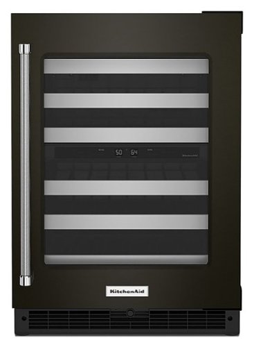 KitchenAid - 46-Bottle Dual Zone Wine Cellar with Glass Door and Metal-Front Racks - Black stainless steel