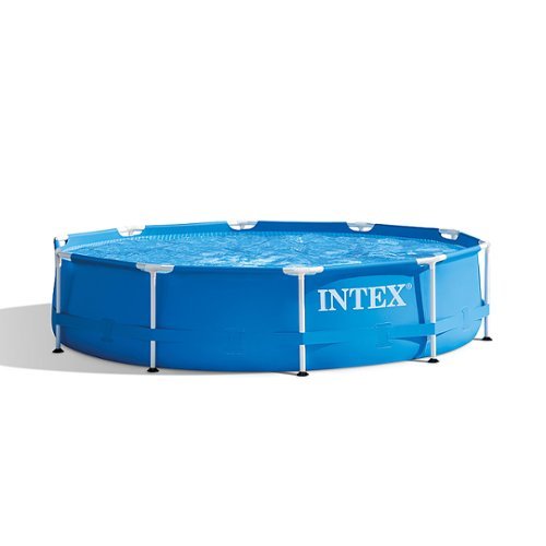 Intex - 10' x 30" Metal Frame Round Above Ground Swimming Pool with Pump - Blue