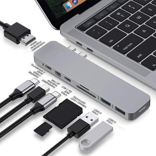 Hyper PRO 8-in-2 USB-C Hub for MacBook Pro - Gray WORLDWIDE DELIVERY