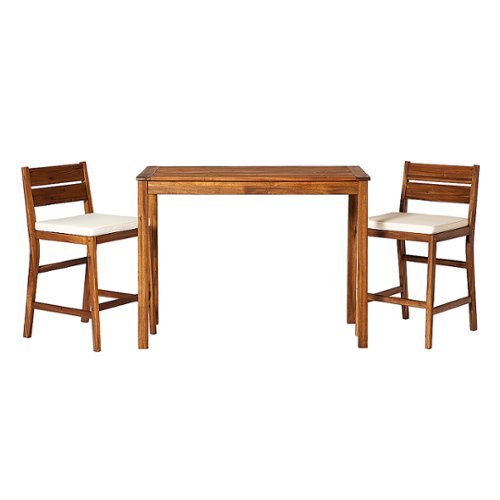 Walker Edison - 3-Piece Acacia Wood Counter Height Dining Set - Brown