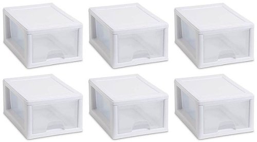 Sterilite - Small Box Modular Stacking Storage Drawer Container Closet (6 Pack)-Front_Standard 